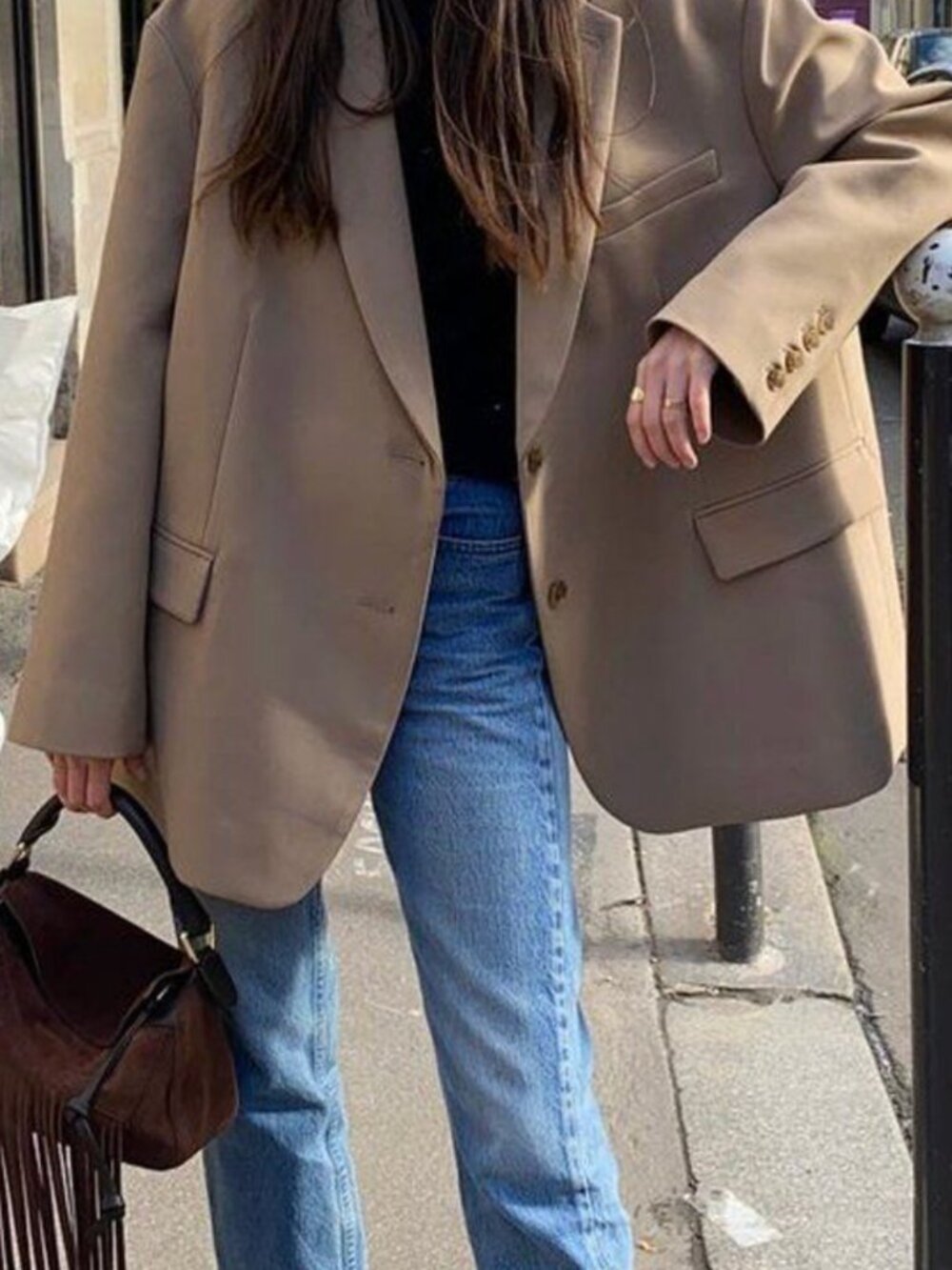 The Frankie Shop Bea Blazer in Latte, Size M